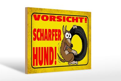 Holzschild Hinweis 30x20cm Vorsicht scharfer Hund