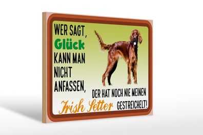 Holzschild Spruch 30x20cm Glück Irish Setter Hund