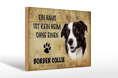 Holzschild Spruch 20x30cm Border Collie Hund ohne kein Heim