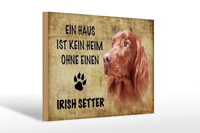 Holzschild Spruch 30x20cm Irish Setter Hund ohne kein Heim