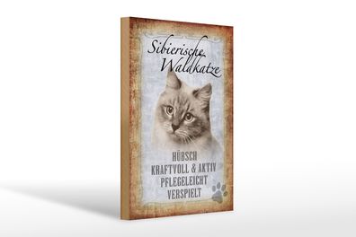 Holzschild Spruch 20x30cm sibierische Waldkatze Katze Wandschild