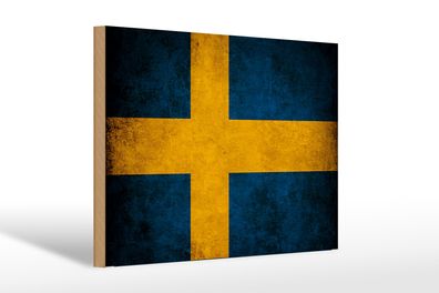 Holzschild Flagge 30x20cm Schweden Fahne