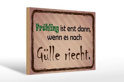 Holzschild Spruch 30x20cm Frühling ist wenn Gülle riecht