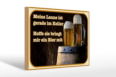 Holzschild Bier 30x20cm Laune gerade im Keller hoffe sie