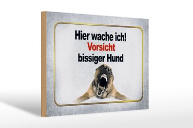 Holzschild Hinweis 30x20cm Vorsicht bissiger Hund