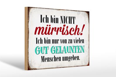 Holzschild Spruch 30x20cm ich bin nicht mürrisch bin nur