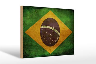 Holzschild Flagge 30x20cm Brasilien Geschenk