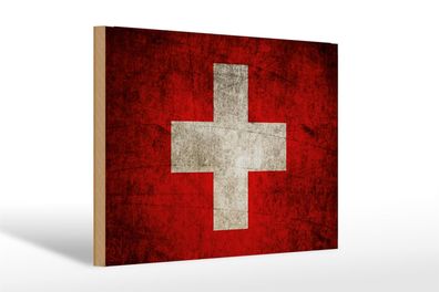 Holzschild Flagge 30x20cm Schweiz Fahne