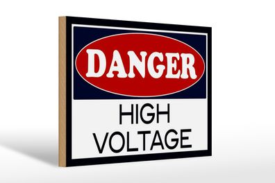 Holzschild Hinweis 30x20cm Danger high voltage