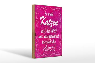 Holzschild Spruch 20x30cm so viele Katzen auf der Welt