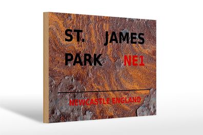 Holzschild England 30x20cm Newcastle St. James Park NE1