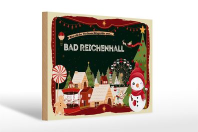 Holzschild Weihnachten Grüße BAD Reichenhall 30x20cm