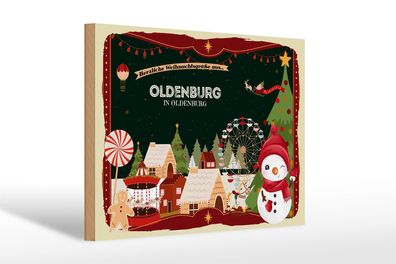 Holzschild Weihnachten Grüße aus Oldenburg IN Oldenburg 30x20cm