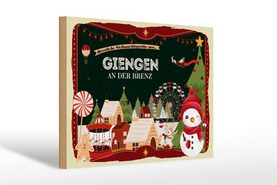 Holzschild Weihnachten Grüße Giengen AN DER BRENZ 30x20cm