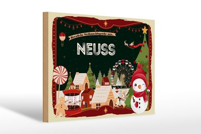 Holzschild Weihnachten Grüße NEUSS Geschenk 30x20cm