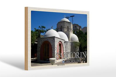 Holzschild Reise 30x20cm Santorin Griechenland Kloster Profitis