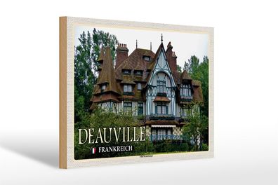 Holzschild Reise 30x20cm Deauville Frankreich Villa Strassburger