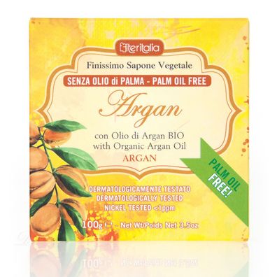 Iteritalia milde Seife ohne Palmöl Argan 100 g