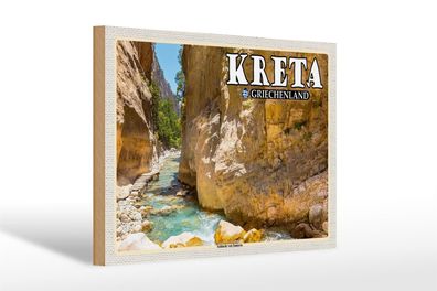 Holzschild Reise 30x20cm Kreta Griechenland Schlucht von Samaria