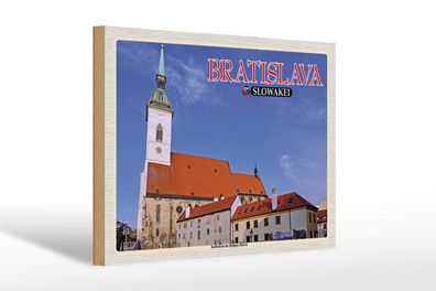 Holzschild Reise 30x20cm Bratislava Kathedrale Heiligen Martin