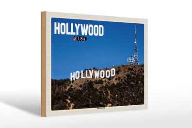 Holzschild Reise 30x20cm Hollywood USA Hollywood Hills