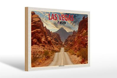 Holzschild Reise 30x20cm Las Vegas USA Red Rock Canyon