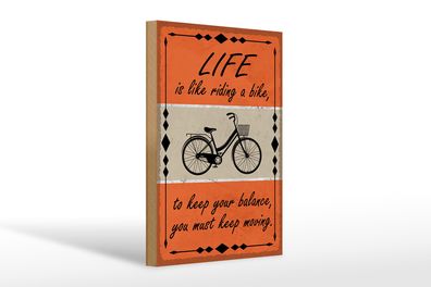 Holzschild Spruch 20x30cm Life is like riding a bike