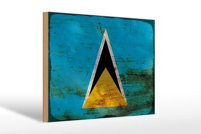 Holzschild Flagge Saint Lucia 30x20cm Saint Lucia Rost