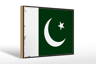 Holzschild Flagge Pakistans 30x20cm Retro Flag of Pakistan