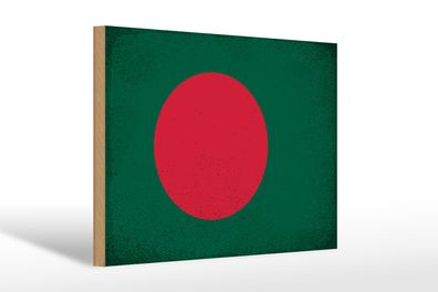 Holzschild Flagge Bangladesch 30x20cm Bangladesh Vintage