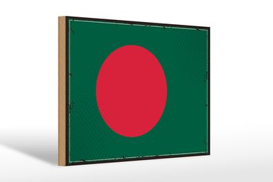 Holzschild Flagge Bangladesch 30x20cm Retro Bangladesh