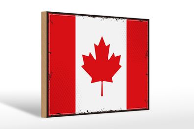 Holzschild Flagge Kanadas 30x20cm Retro Flag of Canada