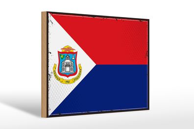 Holzschild Flagge Sint Maartens 30x20cm Retro Sint Maarten