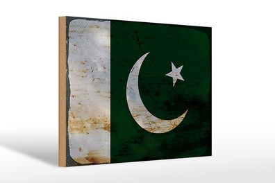 Holzschild Flagge Pakistan 30x20cm Flag of Pakistan Rost