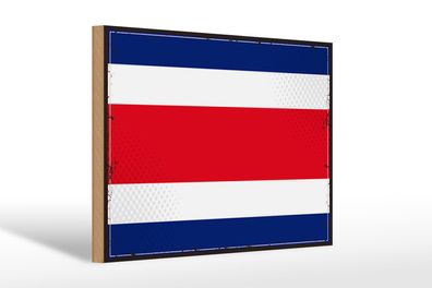 Holzschild Flagge Costa Ricas 30x20cm Retro Costa Rica