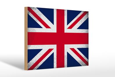 Holzschild Flagge Union Jack 30x20cm United Kingdom Vintag