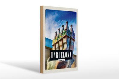 Holzschild Reise 20x30cm Barcelona Spanien Park Guell