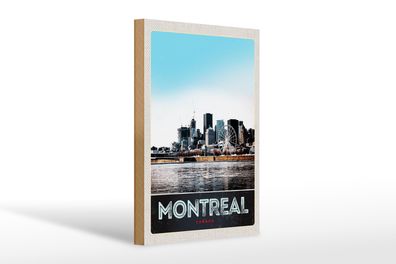 Holzschild Reise 20x30cm Montreal Kanada Riesenrad Stadt