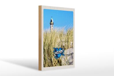 Holzschild Reise 20x30cm Ostsee Strand Sand Leuchtturm Urlaub