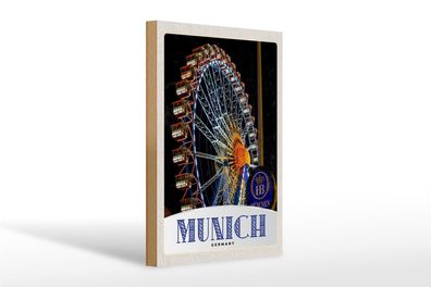 Holzschild Reise 20x30cm München Oktoberfest Riesenrad Kirmes