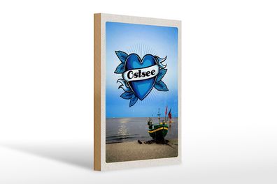 Holzschild Reise 20x30cm Ostsee Meer Boot Flagge Bootstour