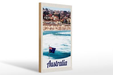 Holzschild Reise 20x30cm Australien Strand Meer Wellen Sonne