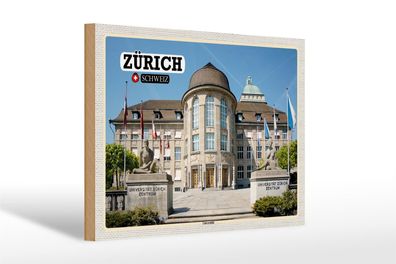 Holzschild Reise Zürich Schweiz Universität Zentrum 30x20cm