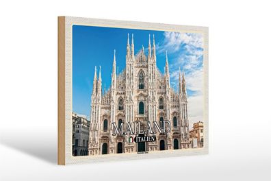 Holzschild Reise Italien Mailand Mailänder Dom 30x20cm