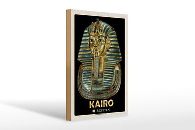 Holzschild Reise 20x30cm Kairo Ägypten Tutanchamuns Totenmaske