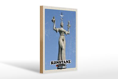 Holzschild Städte Konstanz Imperia Skulptur 20x30cm