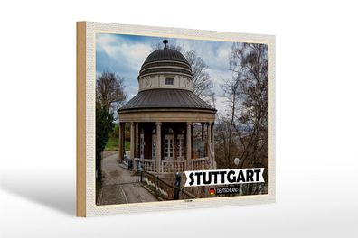 Holzschild Städte Teehaus Gebäude Stuttgart 30x20cm Geschenk