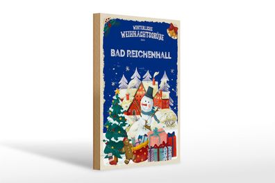 Holzschild Weihnachtsgrüße BAD Reichenhall Geschenk 20x30cm