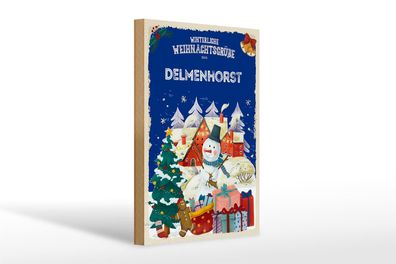 Holzschild Weihnachtsgrüße aus Delmenhorst Geschenk 20x30cm