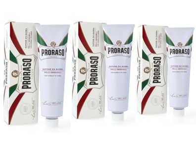 Proraso Rasierseife weiss Tube Sensible Haut Pelli Sensibili 3x 150ml